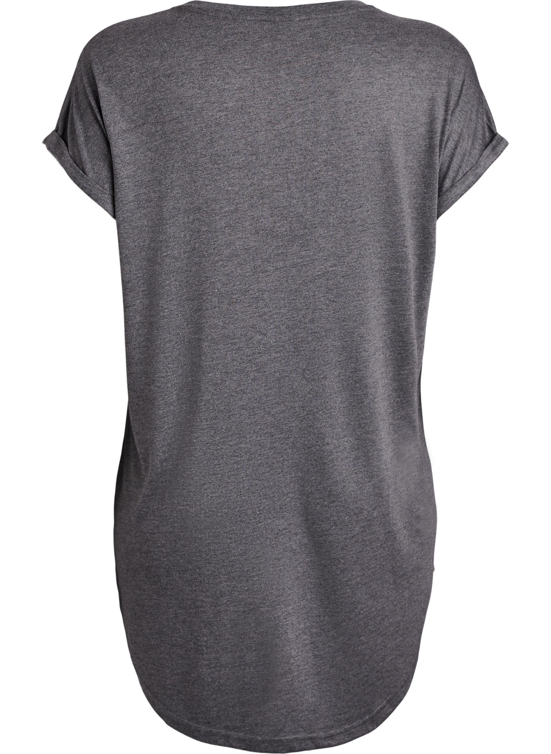 Zizzifashion Short sleeve nightgown with text print, Black, Packshot image number 1