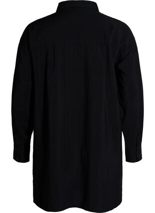 Long viscose shirt with pockets and slits, Black, Packshot image number 1