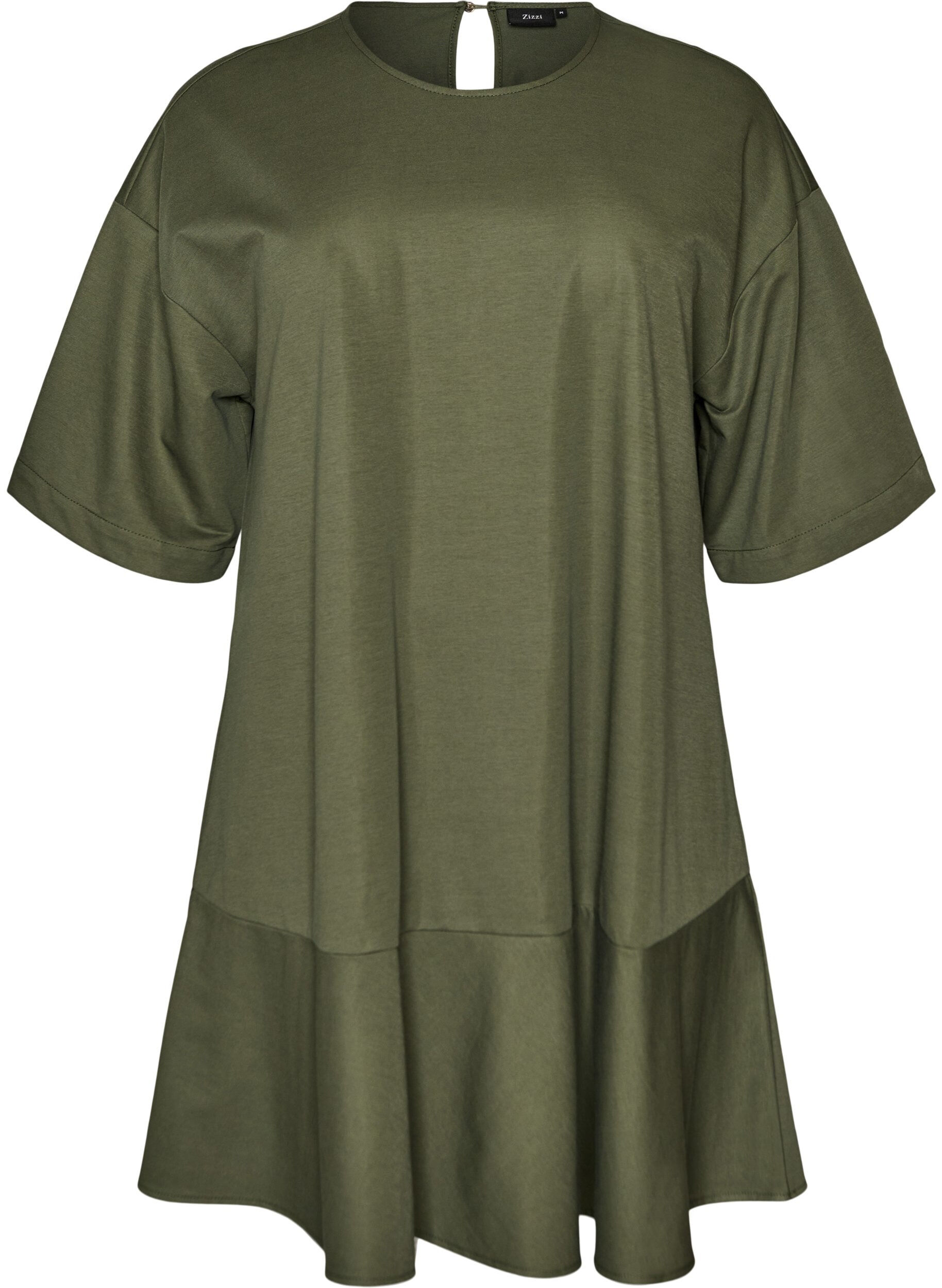 Zizzifashion Short dress with a loose fit and ruffle hem, Green, Packshot image number 0