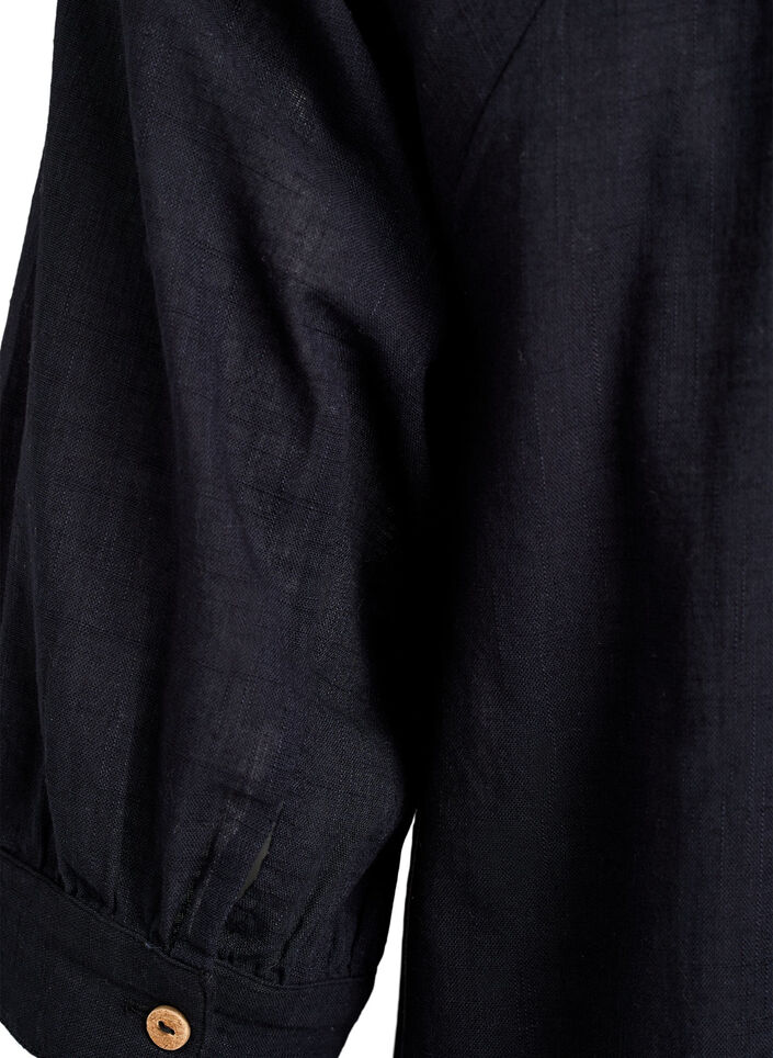 Cotton tunic with a V-neck, Black, Packshot image number 3