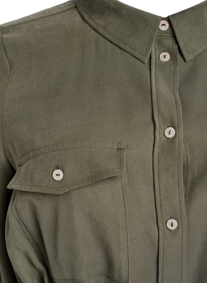 Shirt dress with tie belt and long sleeves, Green, Packshot image number 2