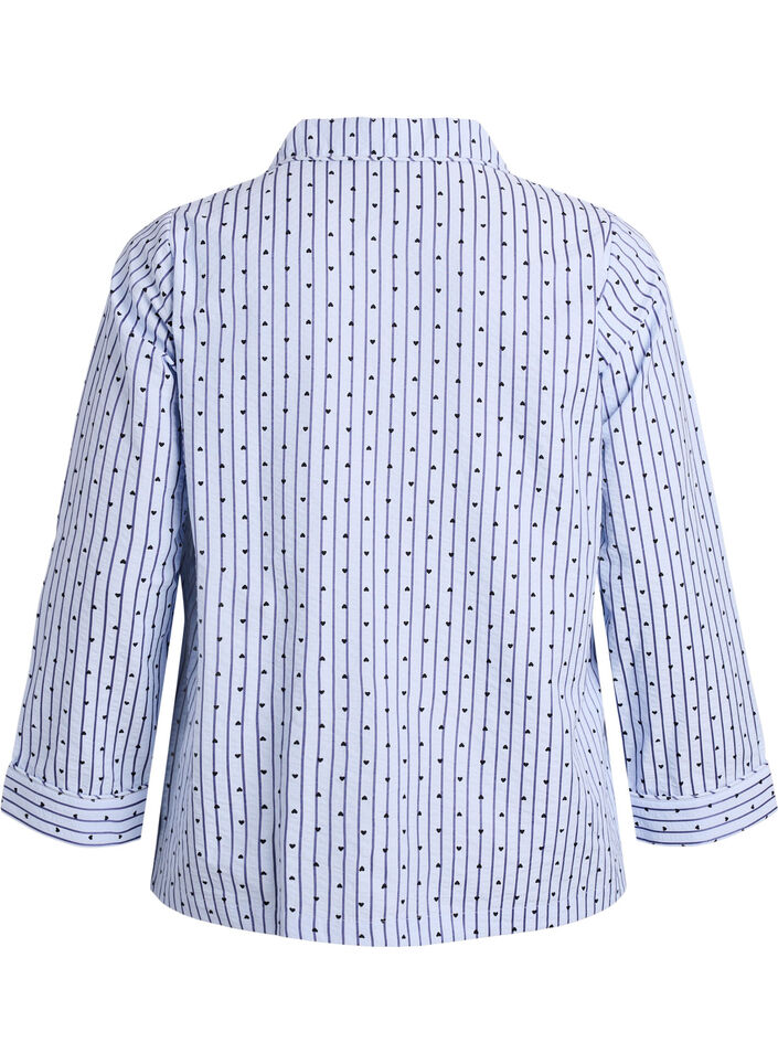 Seersucker pyjama shirt with long sleeves, Light Blue, Packshot image number 1