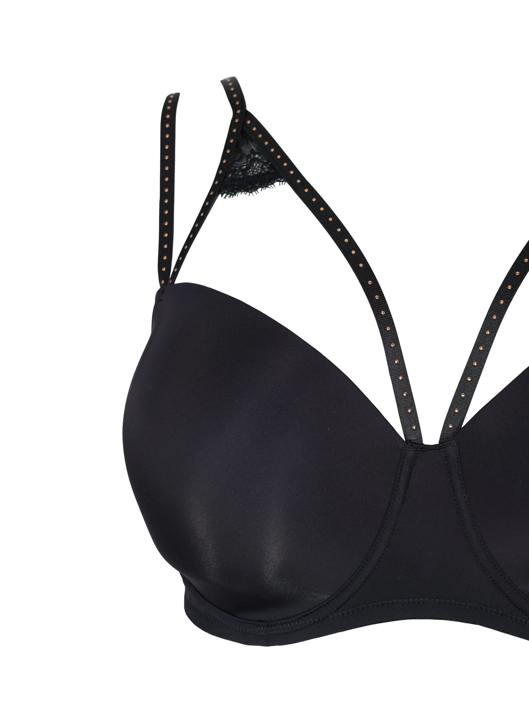 Zizzifashion Moulded bra with string details, Black, Packshot image number 2