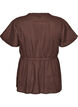 Cotton blouse with tie-string and elastic waist, Brown, Packshot image number 1