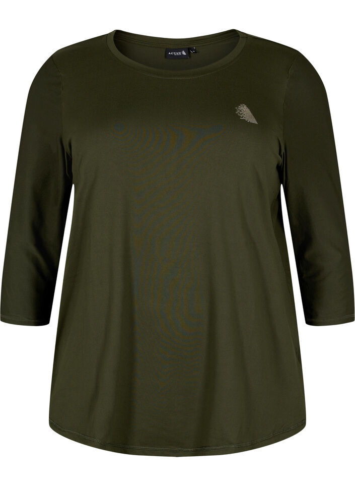 Workout top with 3/4 sleeves, Green, Packshot image number 0