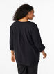 Cotton blouse with broderie anglaise and 3/4 sleeves, Black, Model image number 1