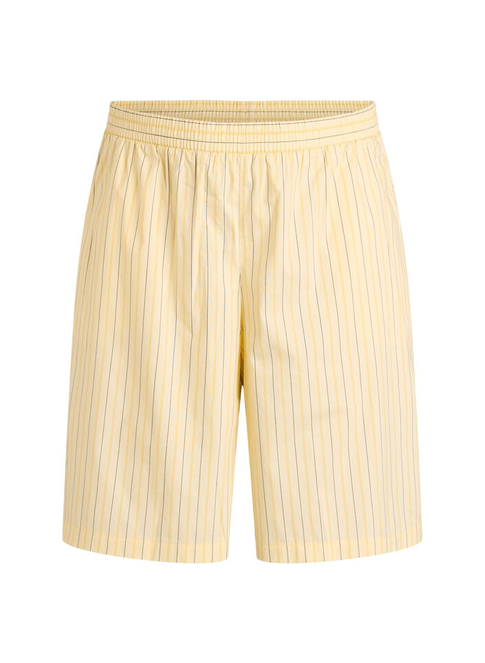 Striped high-waisted shorts with a loose fit, Yellow, Packshot image number 0