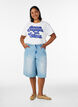 100% cotton T-shirt with short sleeves and print, White, Model image number 1