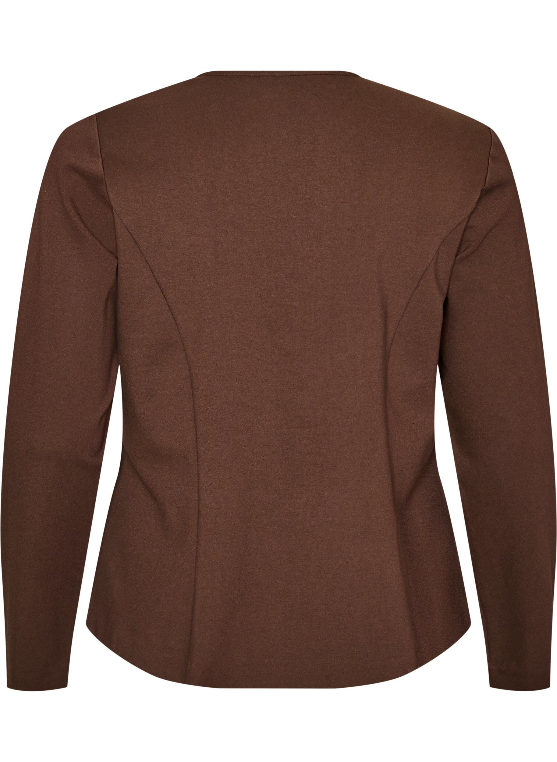 ZizzifashionFitted jersey cardigan with decorative buttons, Brown, Packshot image number 1