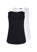 2-pack basic tank top with rib, Black/Bright White, Packshot image number 0