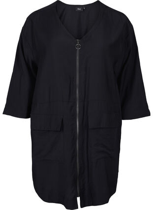 Tunic with v-neck and 3/4-length sleeves, Black, Packshot image number 0