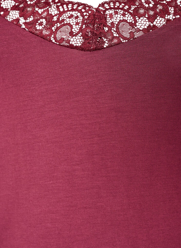 Viscose top with lace edge, Red, Packshot image number 2