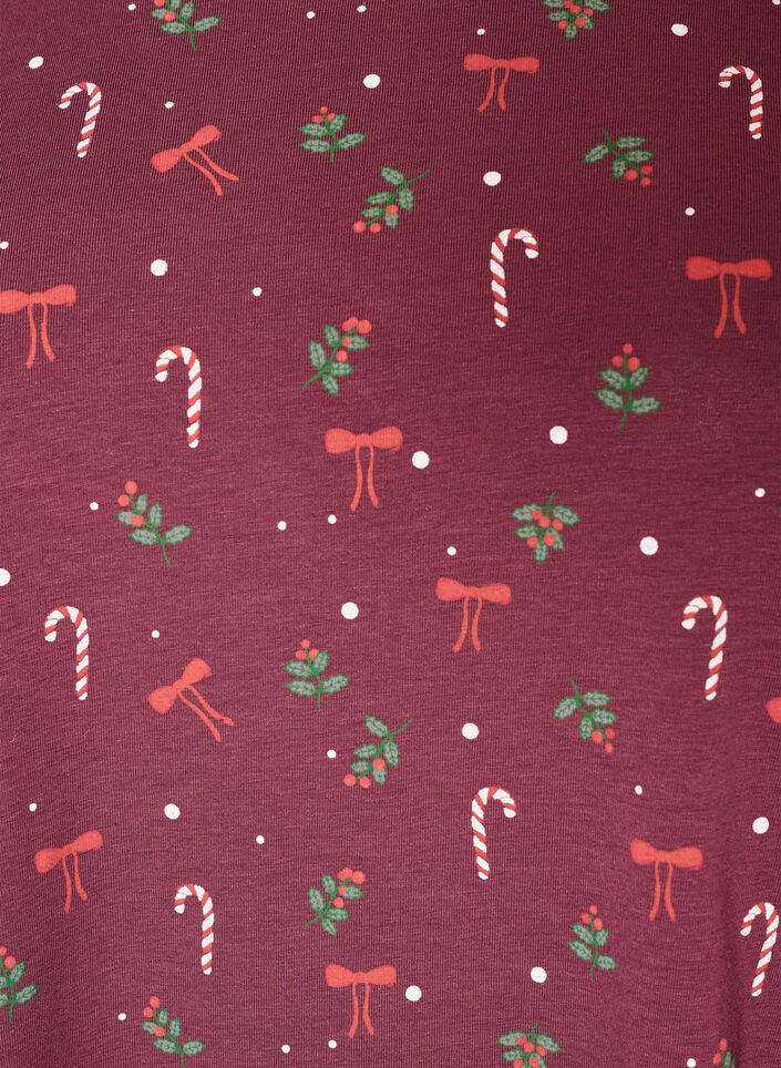 Printed night top, Dark Bordeaux, Packshot image number 2
