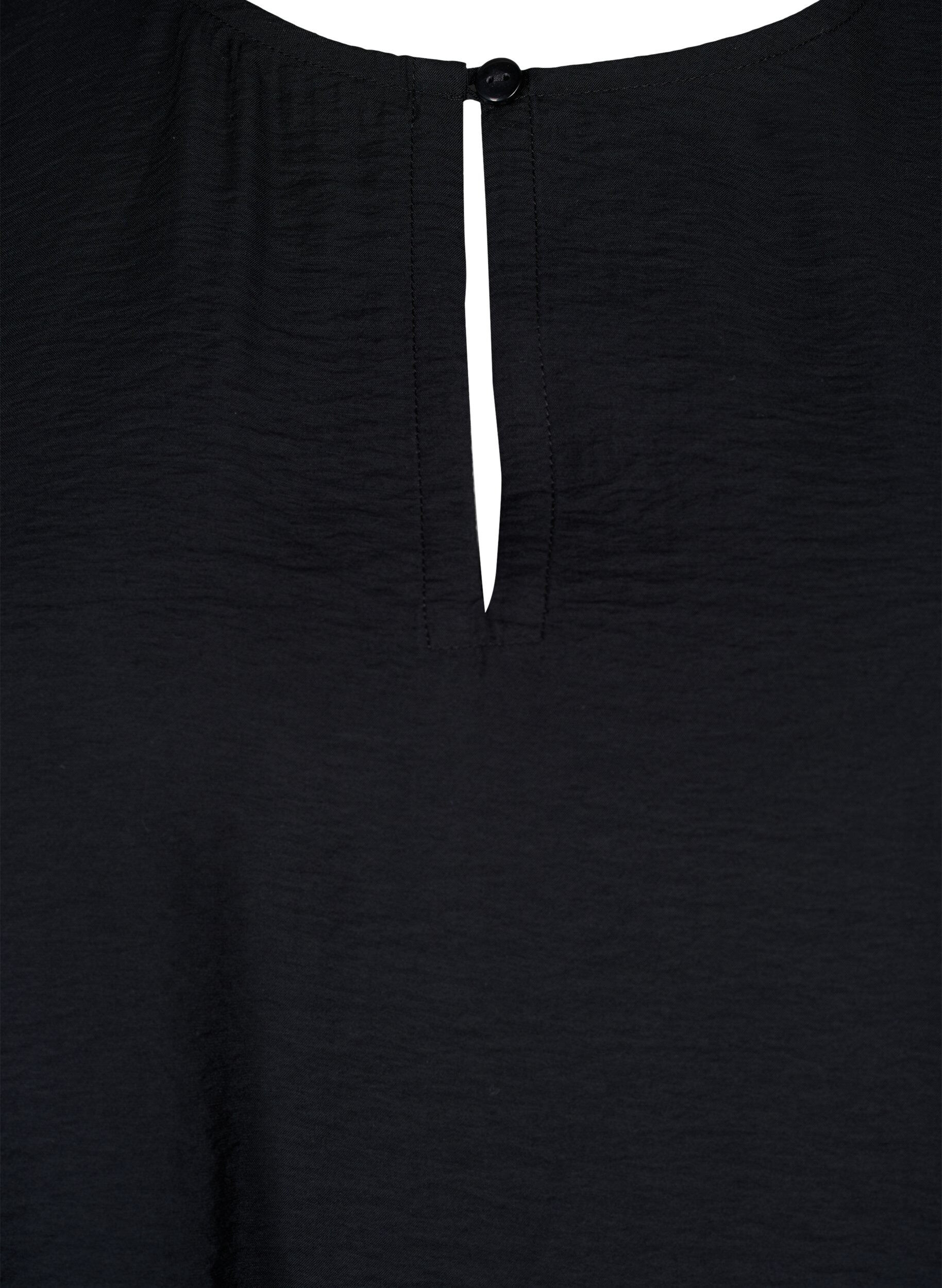 Zizzifashion Short sleeve blouse in viscose, Black, Packshot image number 2