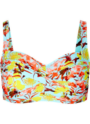Printed bikini top, Bright Flower, Packshot image number 0