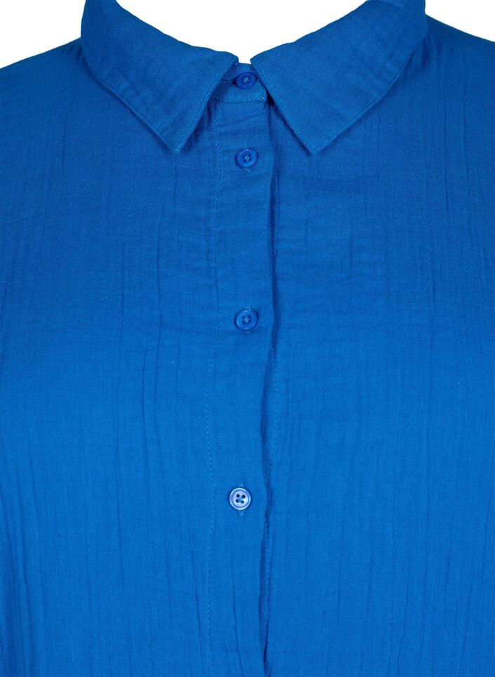 Shirt with cotton muslin collar, Victoria blue, Packshot image number 2