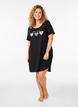 Short-sleeved nightgown in organic cotton, Black, Model image number 1