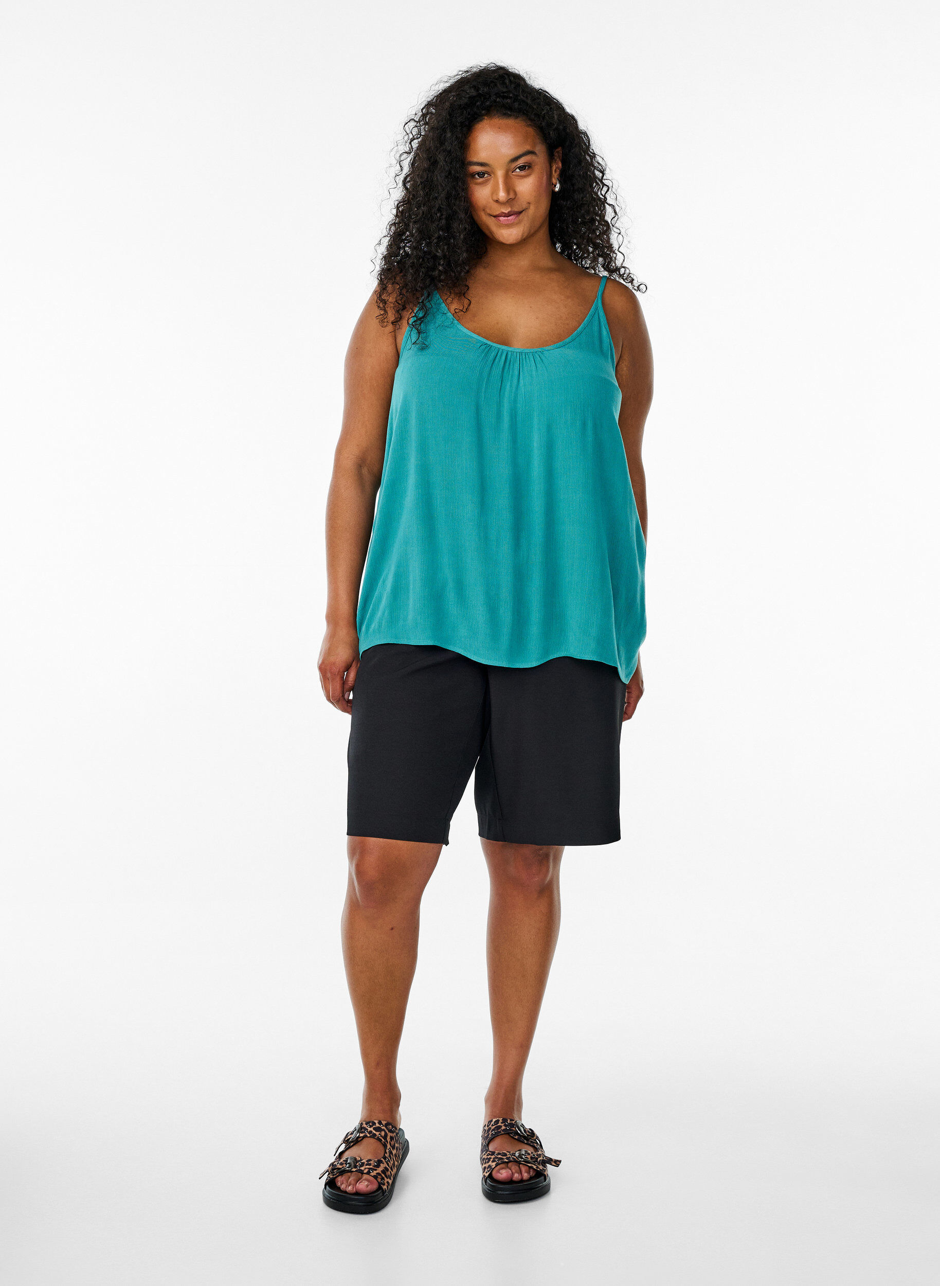 Zizzifashion Strap top in viscose, Blue, Model image number 1