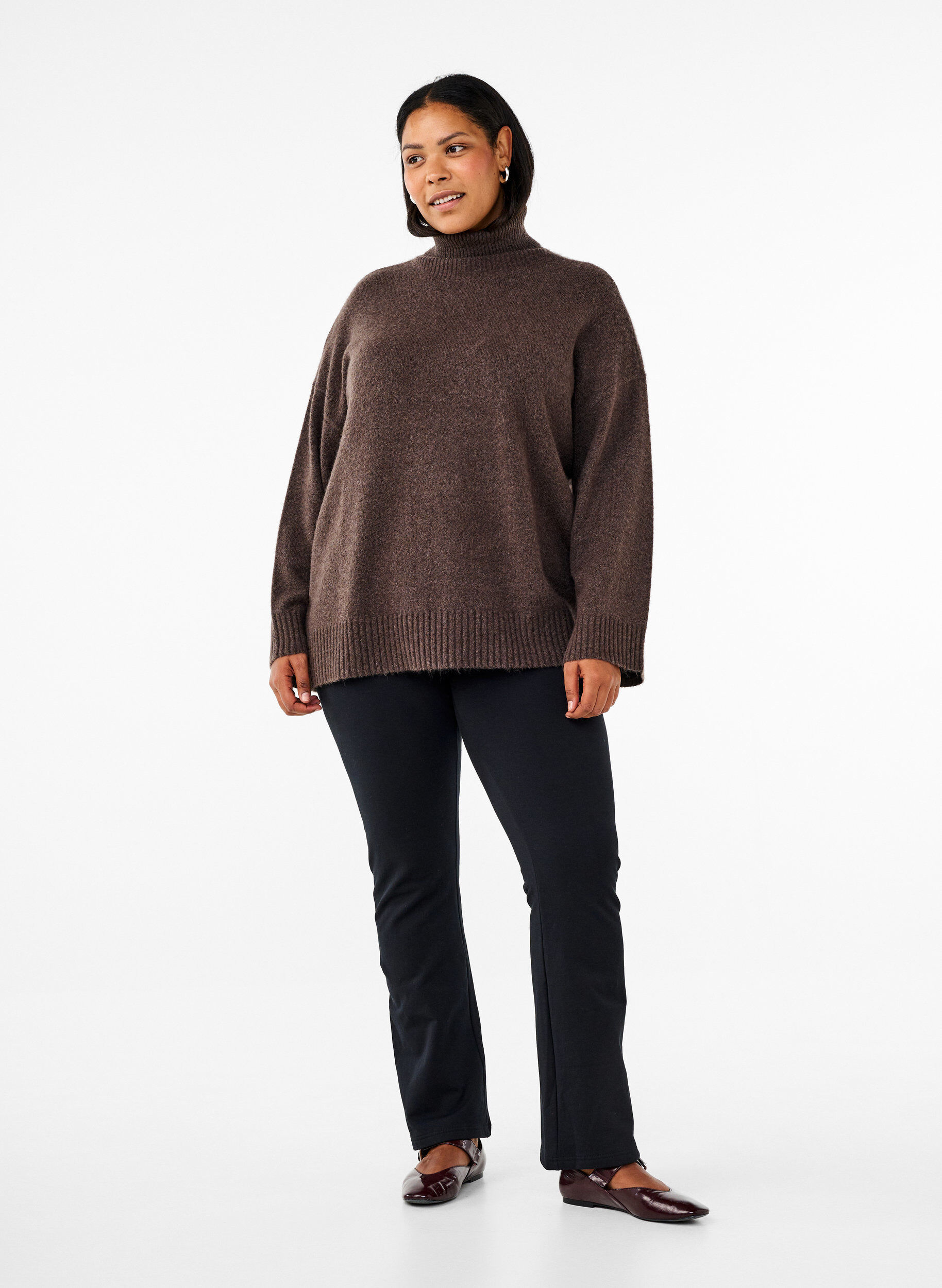 Zizzifashion Knitted turtleneck blouse, Bracken Mel., Model image number 2