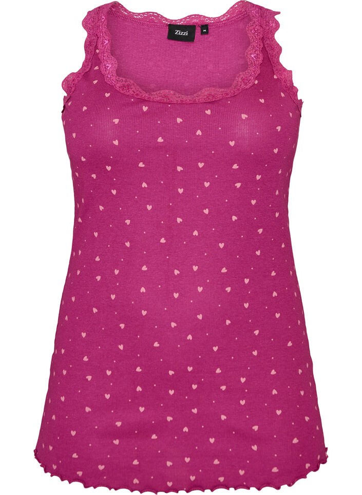 Top with print and lace edge, Purple, Packshot image number 0