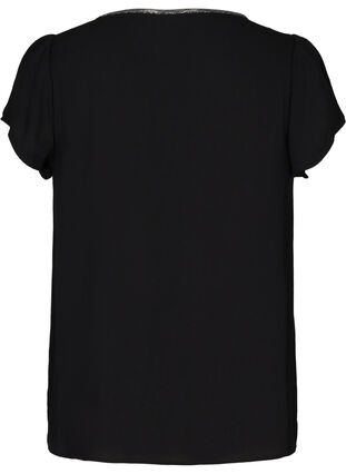 Plain, short-sleeved blouse, Black, Packshot image number 1