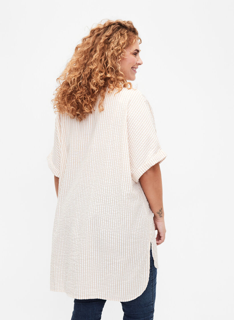 Striped shirt with chest pockets, Natrual/S. Stripe, Model image number 1