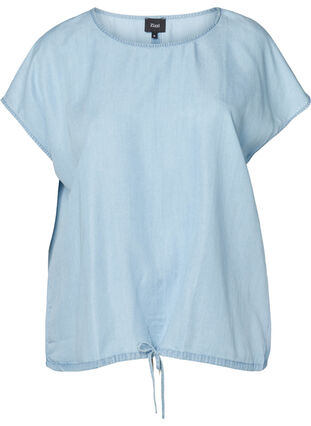 Short-sleeved blouse, Light blue denim, Packshot image number 0