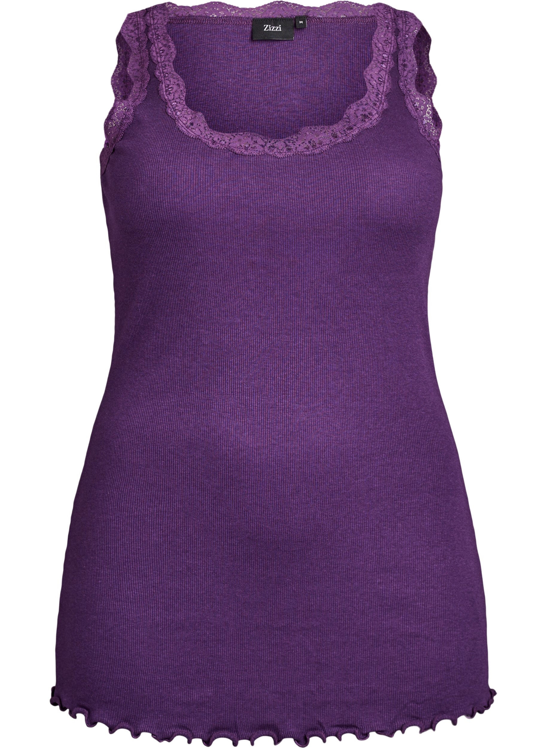 ZizzifashionTop with lace trim, Purple, Packshot image number 0
