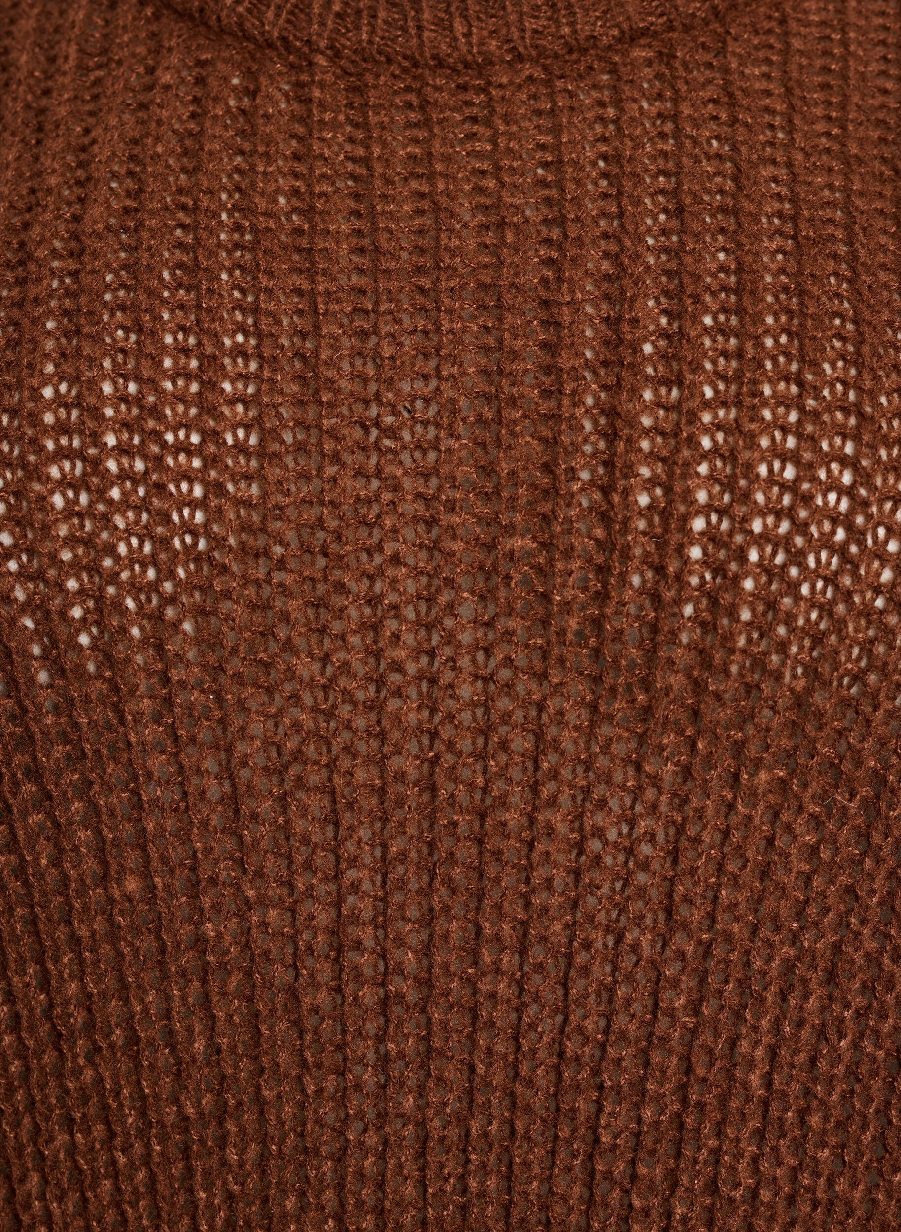 Zizzifashion Knit blouse with fringes on the back, Brown, Packshot image number 2