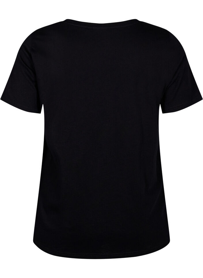Cotton T-shirt with a motif, Black w. Face Foil, Packshot image number 1