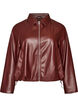 Faux leather bomber jacket with a drawstring hem, Brown, Packshot image number 0