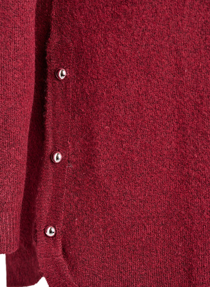 Long knitted blouse with ball buttons, Dark Bordeaux, Packshot image number 3
