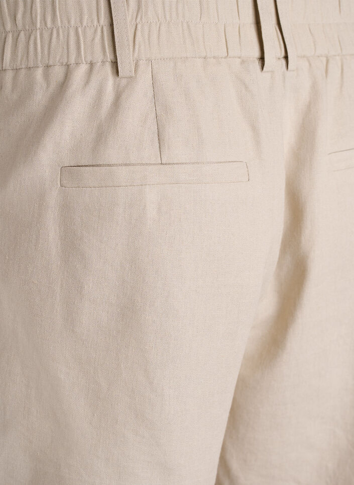 High-waisted Bermuda shorts in linen and viscose, Beige, Packshot image number 3