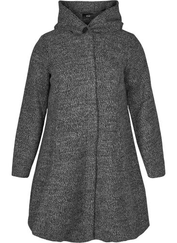 Long coat with wool, Dark G. mlg, Packshot image number 0