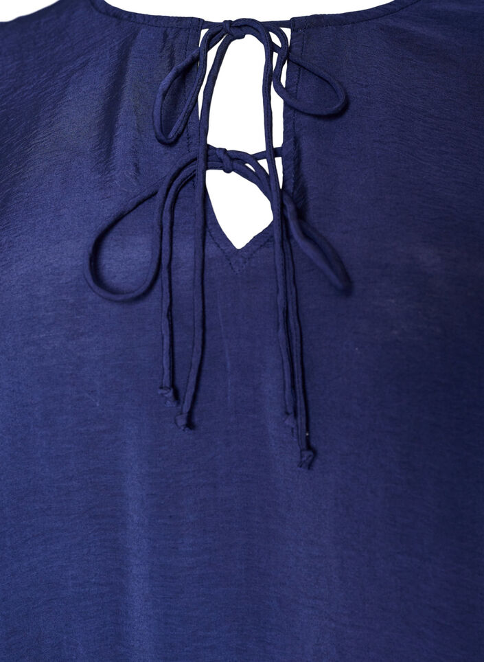 Viscose dress with ruffles and ties, Blue, Packshot image number 2