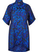 Short jacquard dress with 3/4 sleeves, Black Blue, Packshot image number 0