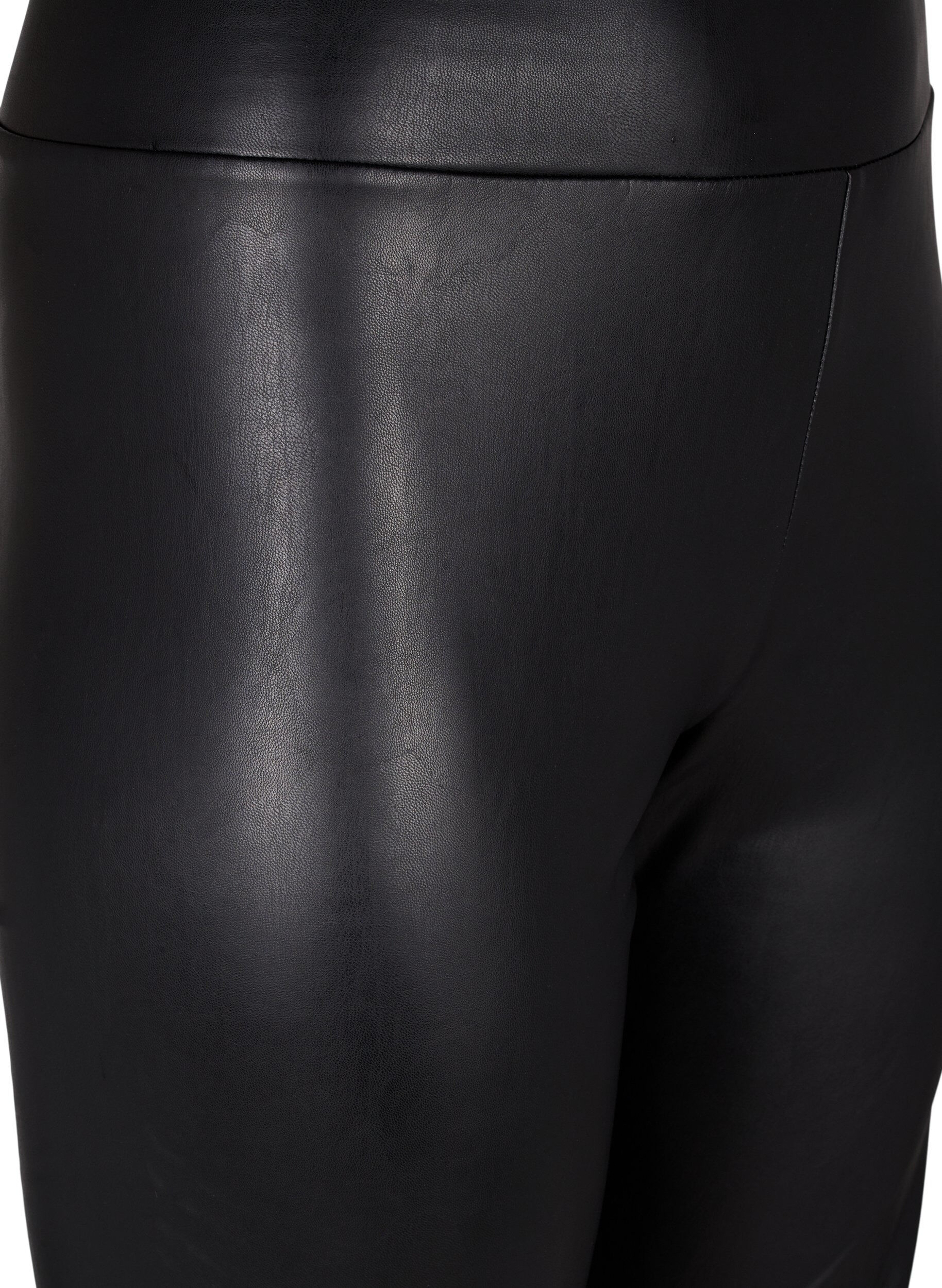 Zizzifashion Shiny tight-fitting high-waisted shorts, Black, Packshot image number 2