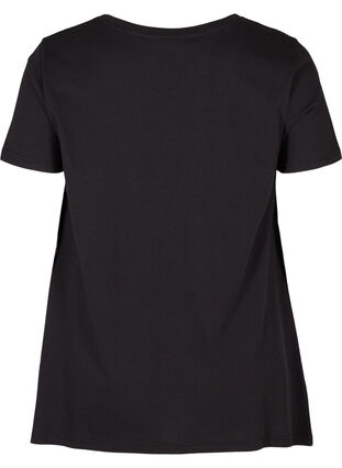 Short-sleeved cotton t-shirt with a-line, Black STAR, Packshot image number 1