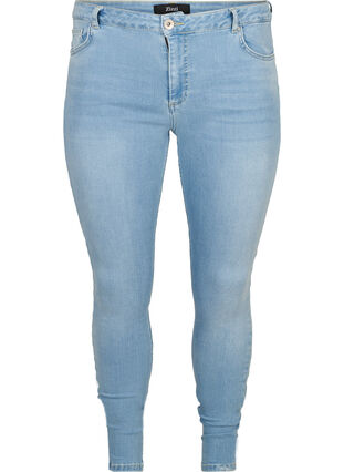 Super slim fit Amy jeans with a high waist, Light blue denim, Packshot image number 0