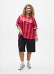 Sporty t-shirt with stripes and text motif, Red, Model image number 1