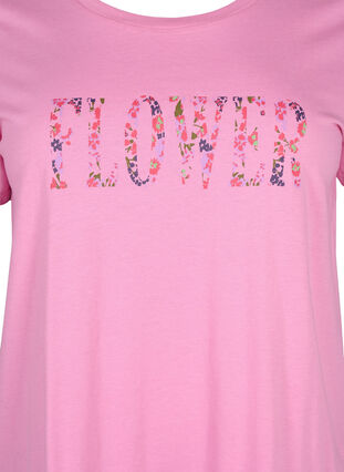 Cotton T-shirt with text print, Rosebloom w. Flower, Packshot image number 2