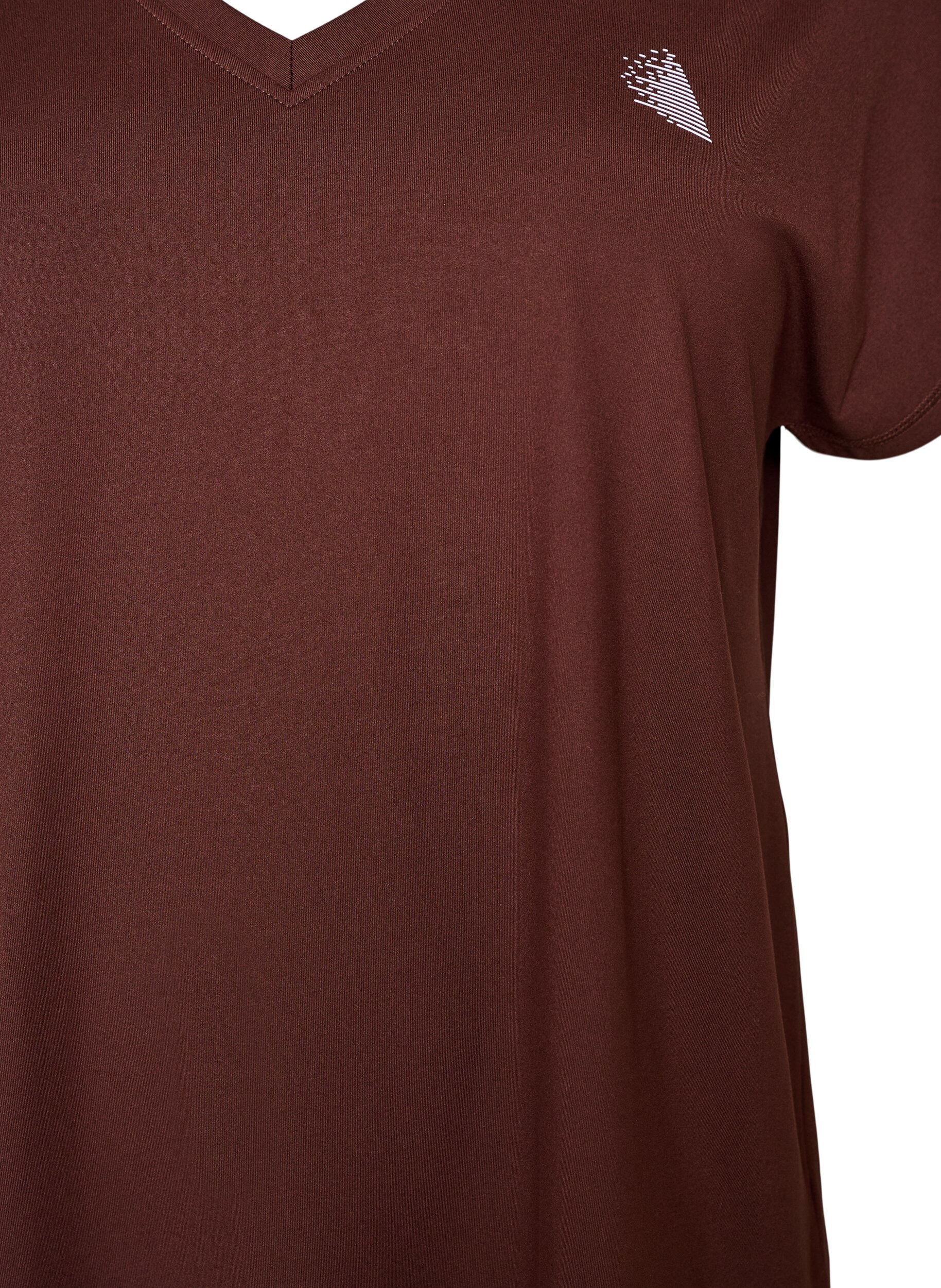 Zizzifashion Loose training t-shirt with v-neck, Brown, Packshot image number 2