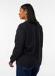 Sweatshirt with rose print and rhinestones, Black, Model image number 2