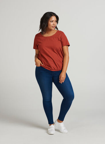 Blouse with elastic band, Barn Red, Model image number 0