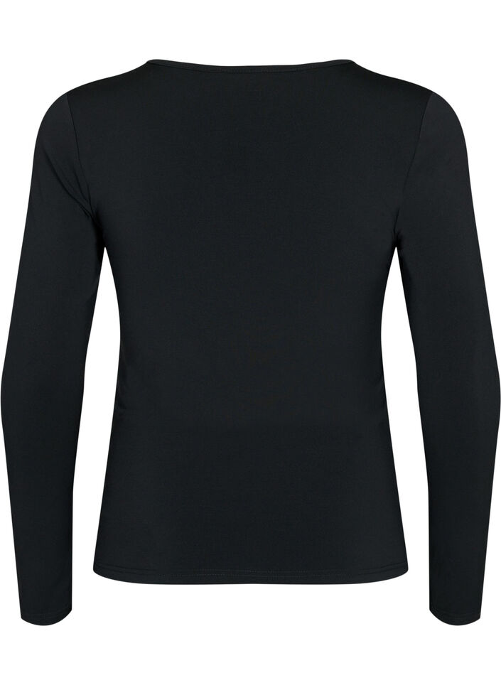 Blouse with v-neck and draping, Black, Packshot image number 1