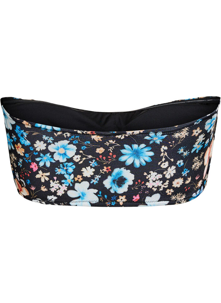 Floral bandeau bikini top, Blue, Packshot