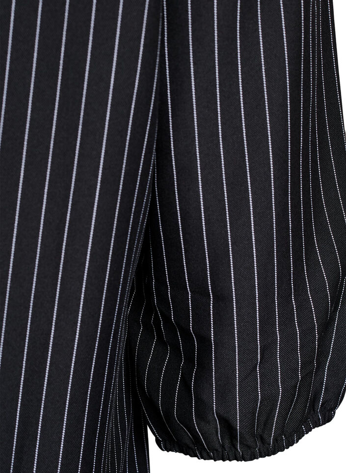 Blouse with pinstripes and tie strings, Black, Packshot image number 3