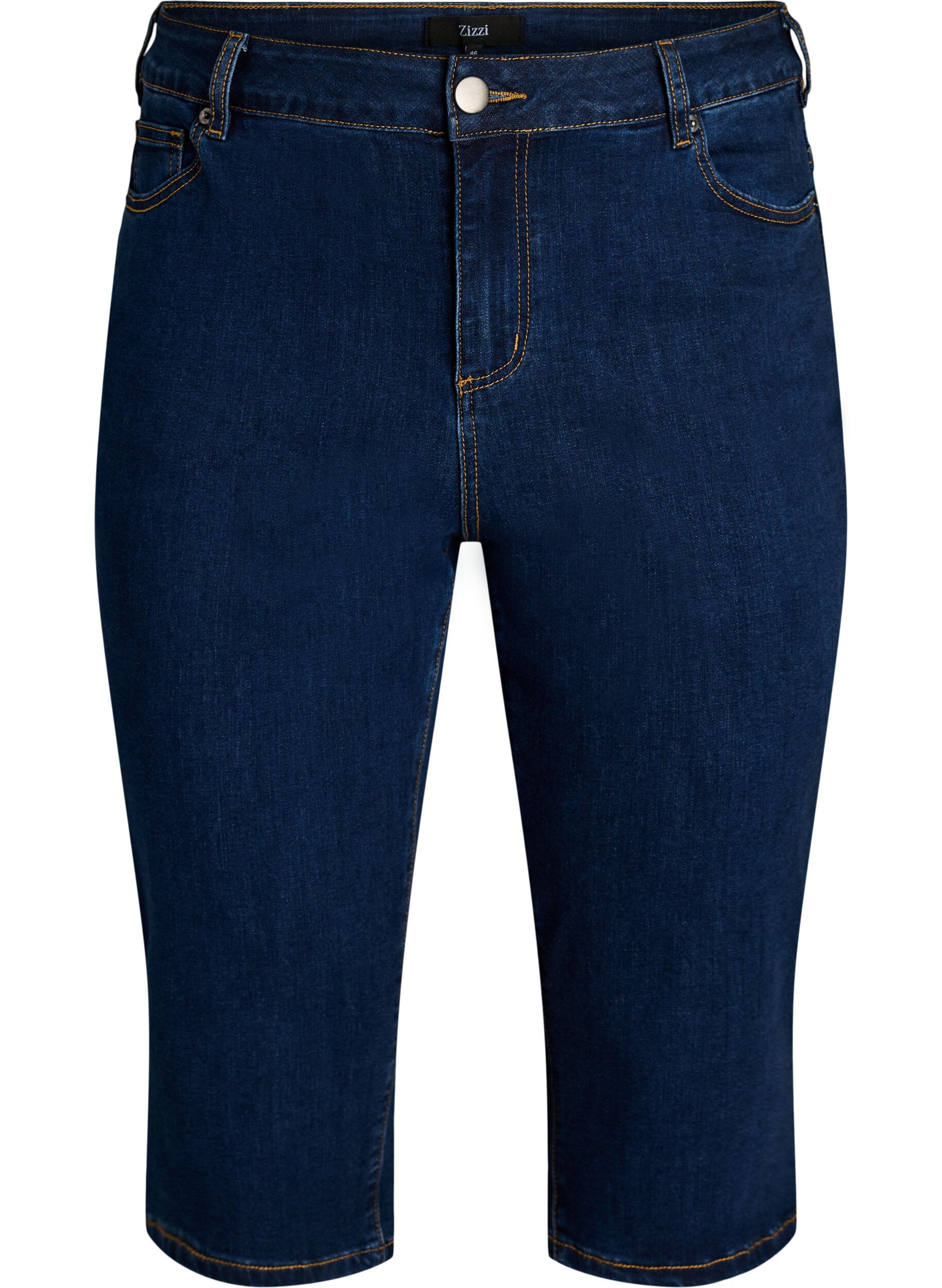 High-waisted slim fit capris in stretch denim