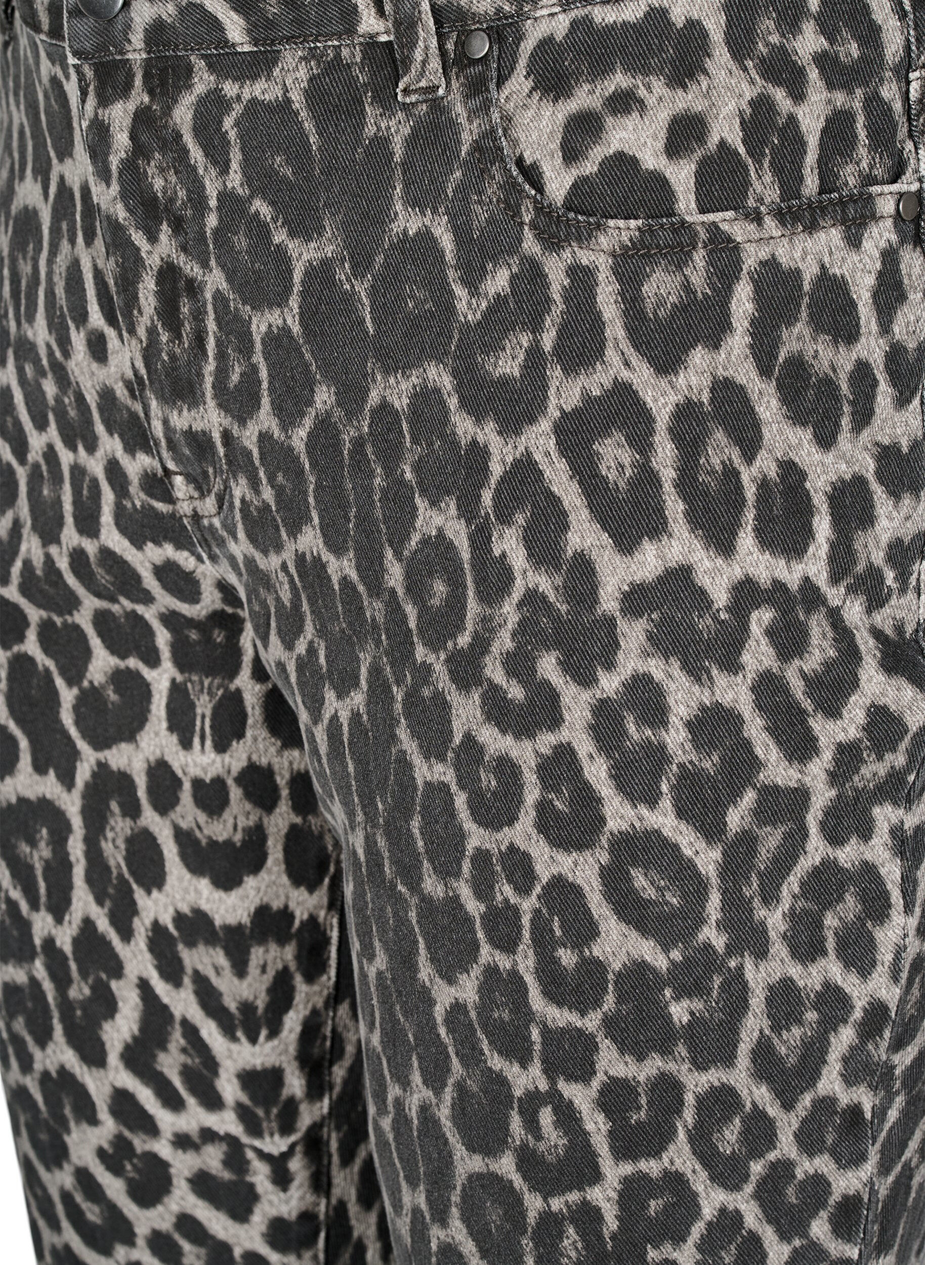 Zizzifashion Emily jeans with leopard print, Dark Grey, Packshot image number 2
