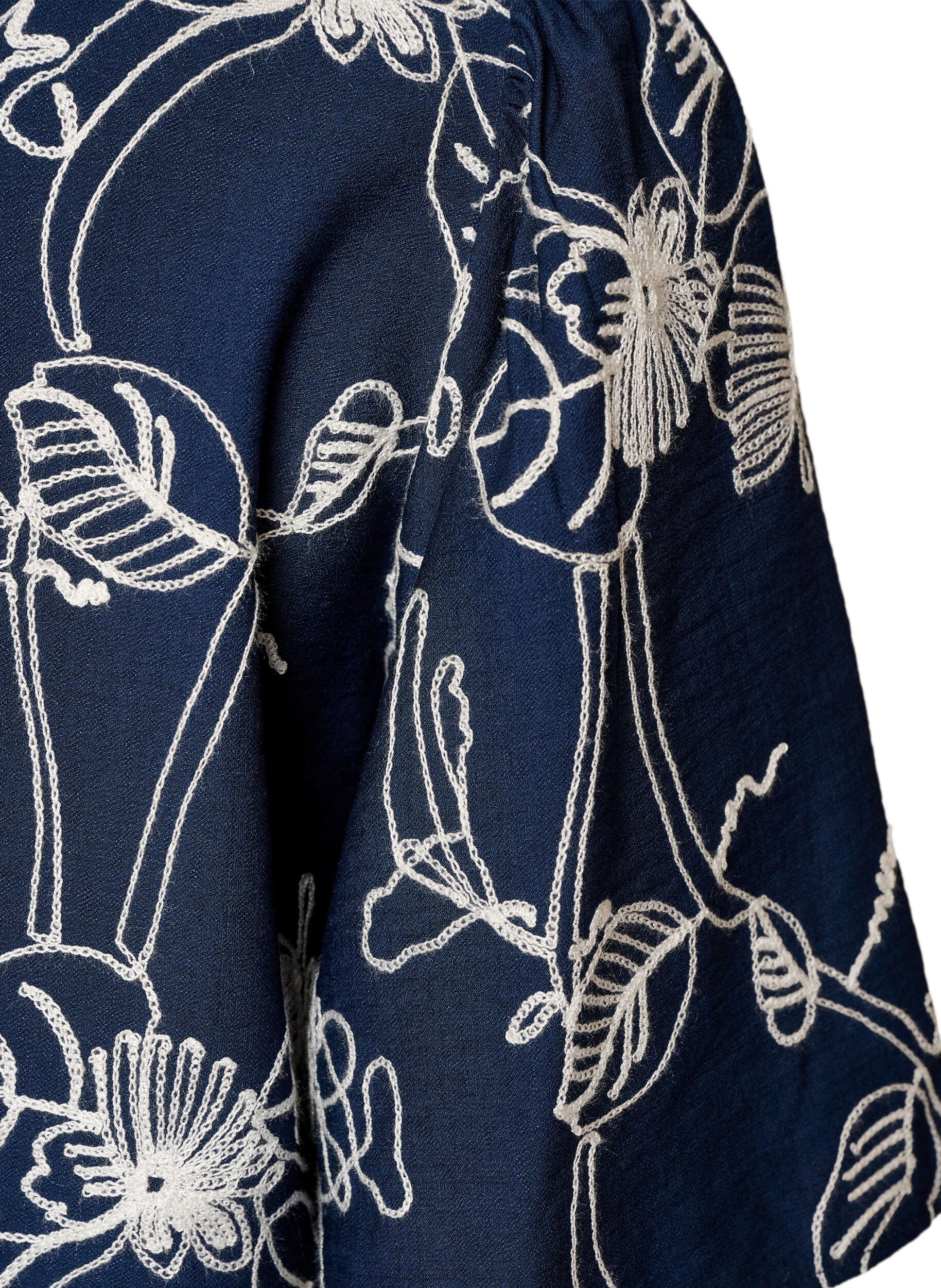 Zizzifashion Short-sleeved blouse with embroidered pattern, Blue, Packshot image number 3